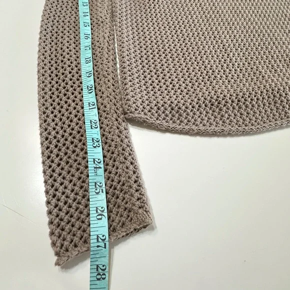 C&C California Fisherman Open Knit Sweater Top Women S Tan Beach Vacation Cruise - Picture 10 of 12